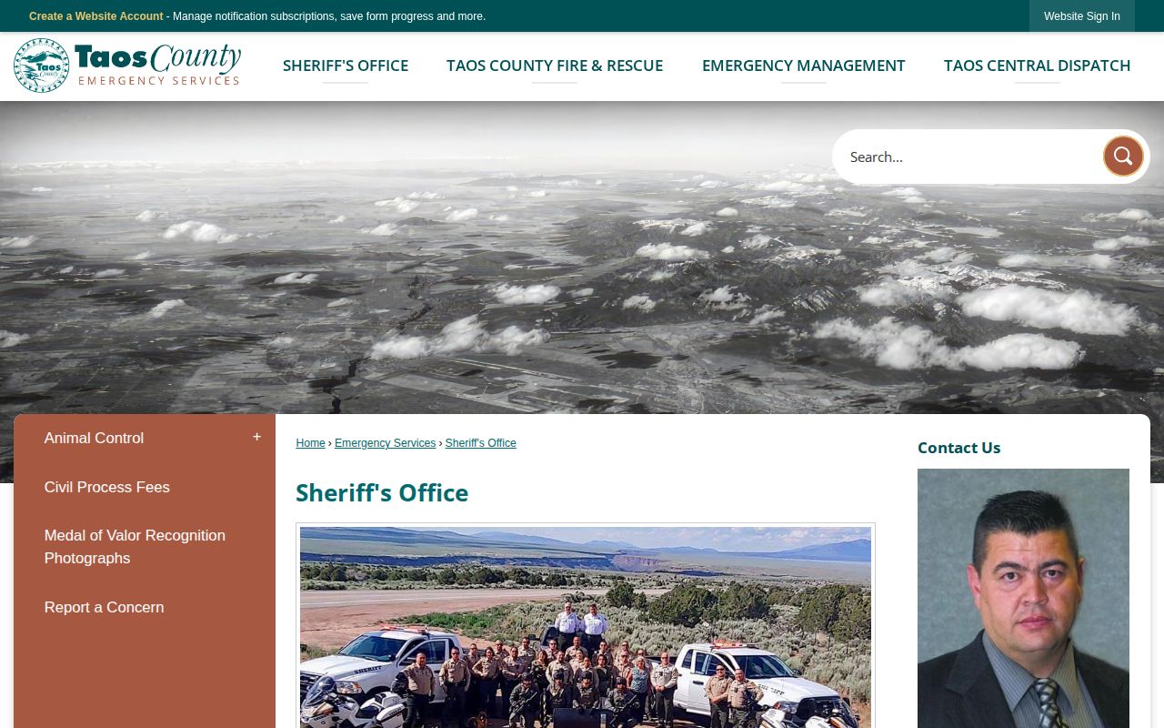 Taos County Sheriff's Office warrant and records contact source page