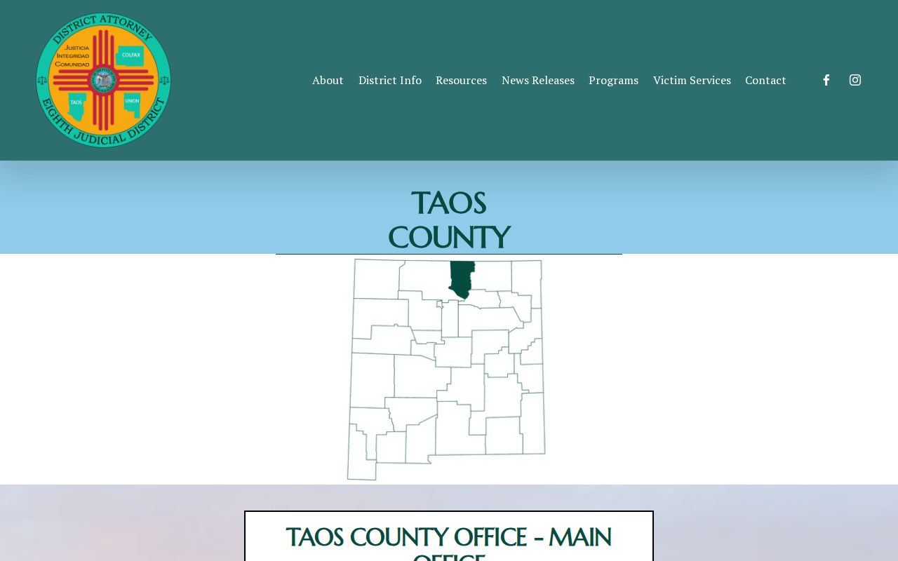 Taos County Eighth Judicial District Attorney official case information page